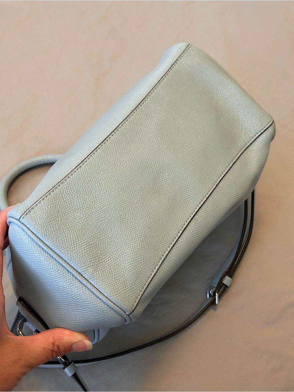 COACH Light Blue Bennett Pebbled Leather Satchel Purse Bag - Picture 12 of 15